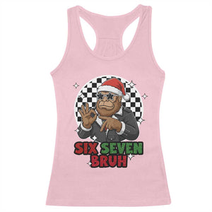 Biker Santa Six Seven Bruh Racerback Tank Top Christmas Gift For Gen Z TS12 Light Pink Print Your Wear