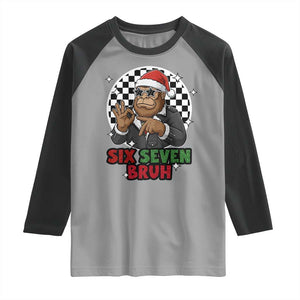 Biker Santa Six Seven Bruh Raglan Shirt Christmas Gift For Gen Z TS12 Sport Gray Black Print Your Wear