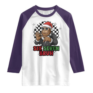 Biker Santa Six Seven Bruh Raglan Shirt Christmas Gift For Gen Z TS12 White Purple Print Your Wear