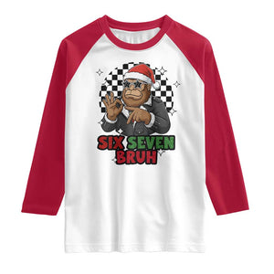 Biker Santa Six Seven Bruh Raglan Shirt Christmas Gift For Gen Z TS12 White Red Print Your Wear