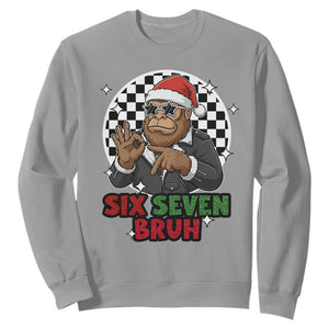 Biker Santa Six Seven Bruh Sweatshirt Christmas Gift For Gen Z TS12 Sport Gray Print Your Wear