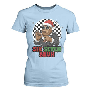 Biker Santa Six Seven Bruh T Shirt For Women Christmas Gift For Gen Z TS12 Light Blue Print Your Wear