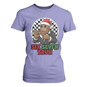 Biker Santa Six Seven Bruh T Shirt For Women Christmas Gift For Gen Z TS12 Violet Print Your Wear