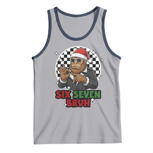 Biker Santa Six Seven Bruh Tank Top Christmas Gift For Gen Z TS12 Athletic Heather Navy Print Your Wear