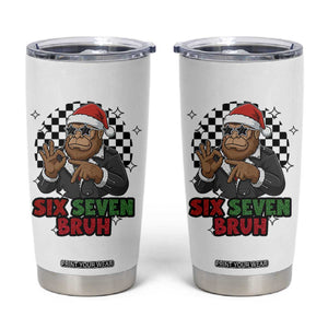 Biker Santa Six Seven Bruh Tumbler Cup Christmas Gift For Gen Z TS12 White Print Your Wear