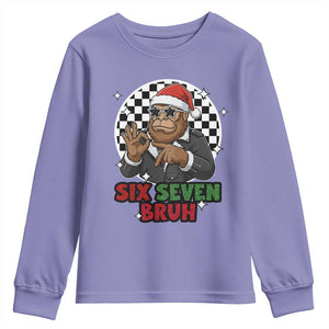 Biker Santa Six Seven Bruh Youth Sweatshirt Christmas Gift For Gen Z TS12 Violet Print Your Wear