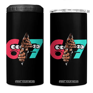 Bigfoot Six Seven Meme 4 in 1 Can Cooler Tumbler 67 Viral Gen Alpha Slang Gift TS12 One Size: 16 oz Black Print Your Wear