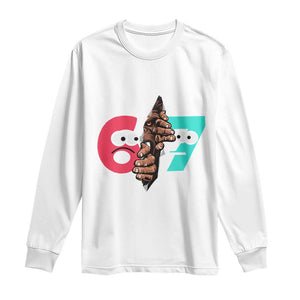 Bigfoot Six Seven Meme Long Sleeve Shirt 67 Viral Gen Alpha Slang Gift TS12 White Print Your Wear