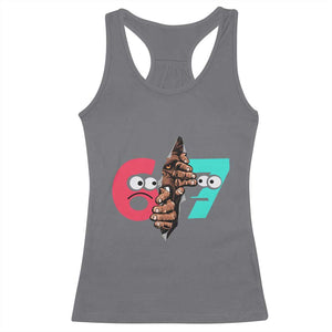 Bigfoot Six Seven Meme Racerback Tank Top 67 Viral Gen Alpha Slang Gift TS12 Charcoal Print Your Wear