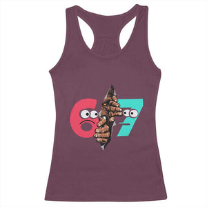 Bigfoot Six Seven Meme Racerback Tank Top 67 Viral Gen Alpha Slang Gift TS12 Maroon Print Your Wear