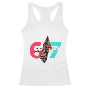 Bigfoot Six Seven Meme Racerback Tank Top 67 Viral Gen Alpha Slang Gift TS12 White Print Your Wear