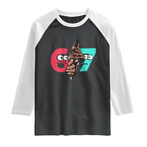 Bigfoot Six Seven Meme Raglan Shirt 67 Viral Gen Alpha Slang Gift TS12 Black White Print Your Wear