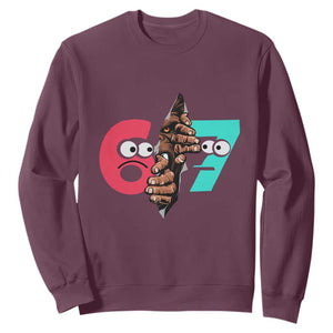 Bigfoot Six Seven Meme Sweatshirt 67 Viral Gen Alpha Slang Gift TS12 Maroon Print Your Wear