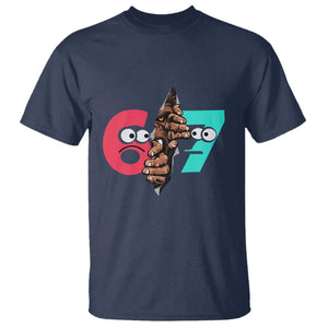 Bigfoot Six Seven Meme T Shirt 67 Viral Gen Alpha Slang Gift TS12 Navy Print Your Wear