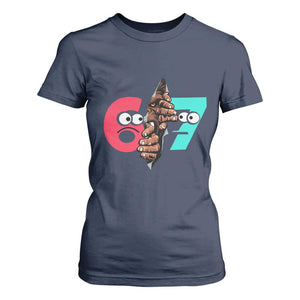 Bigfoot Six Seven Meme T Shirt For Women 67 Viral Gen Alpha Slang Gift TS12 Navy Print Your Wear