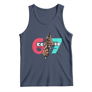 Bigfoot Six Seven Meme Tank Top 67 Viral Gen Alpha Slang Gift TS12 Navy Print Your Wear