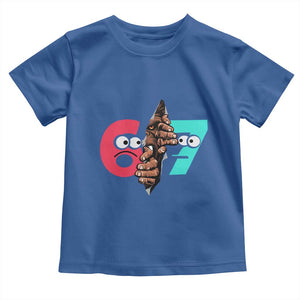 Bigfoot Six Seven Meme Toddler T Shirt 67 Viral Gen Alpha Slang Gift TS12 Royal Blue Print Your Wear