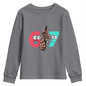 Bigfoot Six Seven Meme Youth Sweatshirt 67 Viral Gen Alpha Slang Gift TS12 Charcoal Print Your Wear
