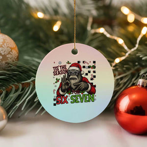 Funny Bigfoot Santa Tis The Season For Six Seven Meme Ceramic Ornament Christmas Gift TS12 1pc Pastel Print Your Wear
