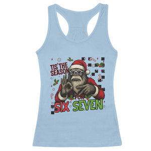 Funny Bigfoot Santa Tis The Season For Six Seven Meme Racerback Tank Top Christmas Gift TS12 Light Blue Print Your Wear