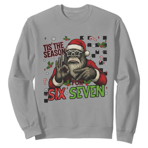 Funny Bigfoot Santa Tis The Season For Six Seven Meme Sweatshirt Christmas Gift TS12 Sport Gray Print Your Wear