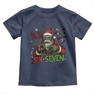 Funny Bigfoot Santa Tis The Season For Six Seven Meme Toddler T Shirt Christmas Gift TS12 Navy Print Your Wear
