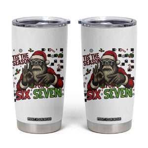 Funny Bigfoot Santa Tis The Season For Six Seven Meme Tumbler Cup Christmas Gift TS12 White Print Your Wear