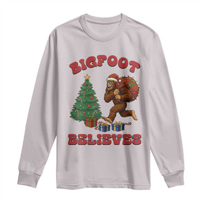 Funny Bigfoot Santa Believes Six Seven Meme Long Sleeve Shirt Trendy Gen Z Xmas Gift TS12 Ice Gray Print Your Wear