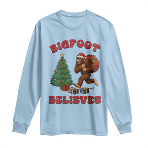 Funny Bigfoot Santa Believes Six Seven Meme Long Sleeve Shirt Trendy Gen Z Xmas Gift TS12 Light Blue Print Your Wear
