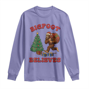Funny Bigfoot Santa Believes Six Seven Meme Long Sleeve Shirt Trendy Gen Z Xmas Gift TS12 Violet Print Your Wear