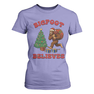 Funny Bigfoot Santa Believes Six Seven Meme T Shirt For Women Trendy Gen Z Xmas Gift TS12 Violet Print Your Wear