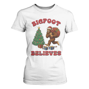 Funny Bigfoot Santa Believes Six Seven Meme T Shirt For Women Trendy Gen Z Xmas Gift TS12 White Print Your Wear