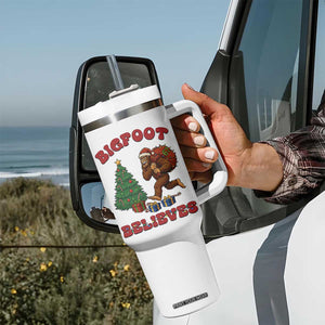 Funny Bigfoot Santa Believes Six Seven Meme Tumbler With Handle Trendy Gen Z Xmas Gift TS12 Print Your Wear