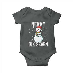 Funny Snowman Merry Six Seven Meme Baby Onesie Christmas Trending 67 Gift TS12 Dark Heather Print Your Wear