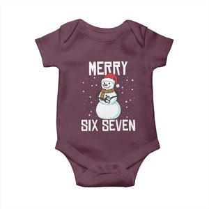 Funny Snowman Merry Six Seven Meme Baby Onesie Christmas Trending 67 Gift TS12 Maroon Print Your Wear