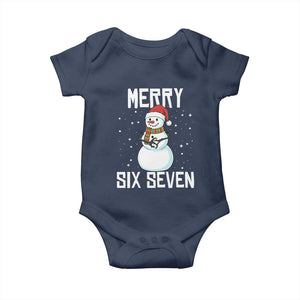 Funny Snowman Merry Six Seven Meme Baby Onesie Christmas Trending 67 Gift TS12 Navy Print Your Wear