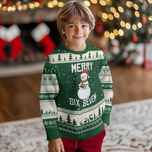 Funny Snowman Merry Six Seven Meme Ugly Christmas Sweater Xmas Trending 67 Gift TS12 Forest Green Beige Print Your Wear