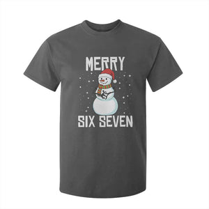 Funny Snowman Merry Six Seven Meme T Shirt For Kid Christmas Trending 67 Gift TS12 Dark Heather Print Your Wear