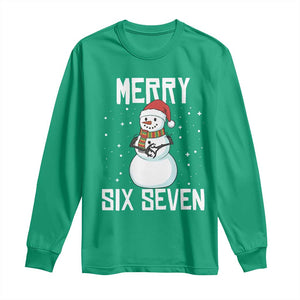 Funny Snowman Merry Six Seven Meme Long Sleeve Shirt Christmas Trending 67 Gift TS12 Irish Green Print Your Wear