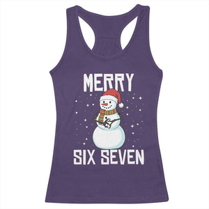 Funny Snowman Merry Six Seven Meme Racerback Tank Top Christmas Trending 67 Gift TS12 Purple Print Your Wear
