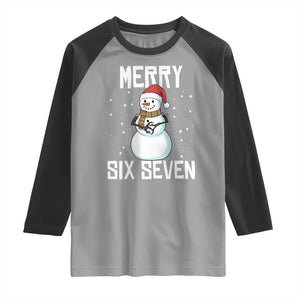 Funny Snowman Merry Six Seven Meme Raglan Shirt Christmas Trending 67 Gift TS12 Sport Gray Black Print Your Wear
