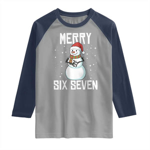 Funny Snowman Merry Six Seven Meme Raglan Shirt Christmas Trending 67 Gift TS12 Sport Gray Navy Print Your Wear