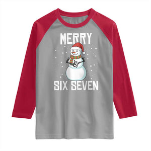 Funny Snowman Merry Six Seven Meme Raglan Shirt Christmas Trending 67 Gift TS12 Sport Gray Red Print Your Wear