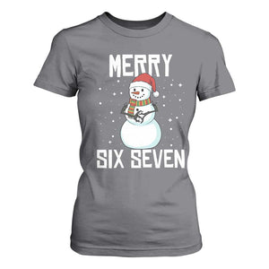 Funny Snowman Merry Six Seven Meme T Shirt For Women Christmas Trending 67 Gift TS12 Charcoal Print Your Wear