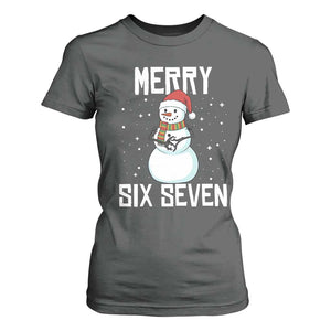 Funny Snowman Merry Six Seven Meme T Shirt For Women Christmas Trending 67 Gift TS12 Dark Heather Print Your Wear