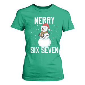 Funny Snowman Merry Six Seven Meme T Shirt For Women Christmas Trending 67 Gift TS12 Irish Green Print Your Wear