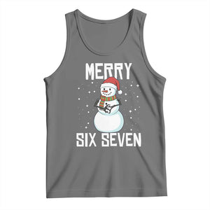 Funny Snowman Merry Six Seven Meme Tank Top Christmas Trending 67 Gift TS12 Black Heather Print Your Wear