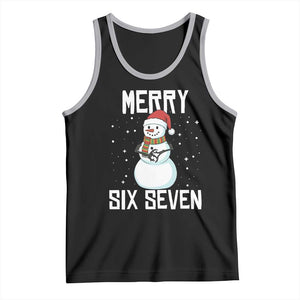 Funny Snowman Merry Six Seven Meme Tank Top Christmas Trending 67 Gift TS12 Black Athletic Heather Print Your Wear