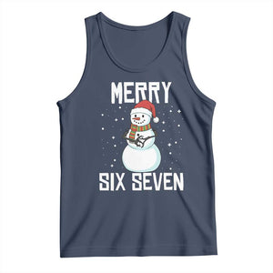 Funny Snowman Merry Six Seven Meme Tank Top Christmas Trending 67 Gift TS12 Navy Print Your Wear