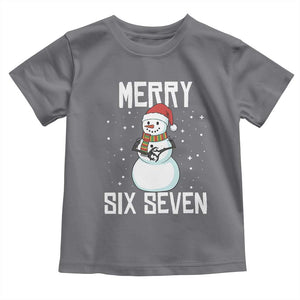 Funny Snowman Merry Six Seven Meme Toddler T Shirt Christmas Trending 67 Gift TS12 Charcoal Print Your Wear